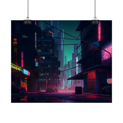 Nightfall in Neo-City: A Melancholic Cyberpunk Scene - Poster