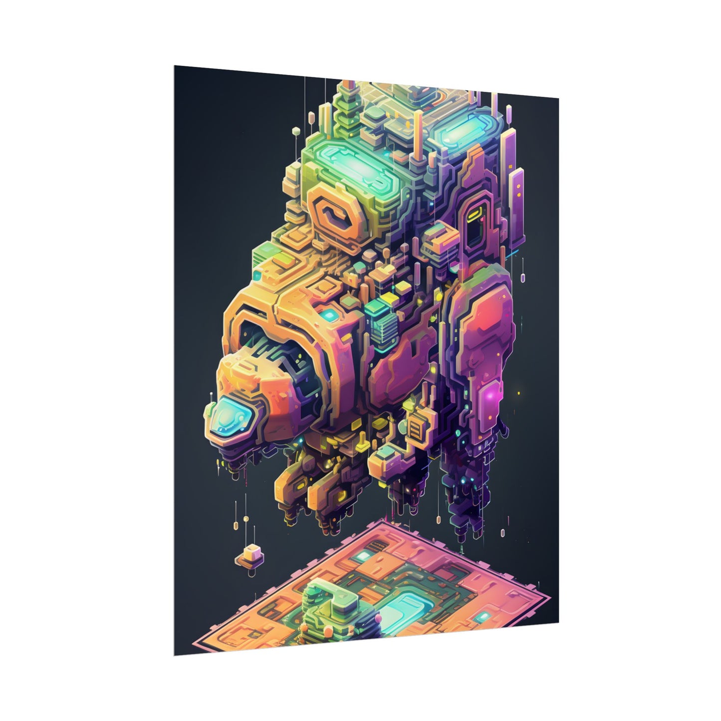 Pixel Punk Pets: Digital Artwork of Cyber-Pets in Pixelated World - Poster