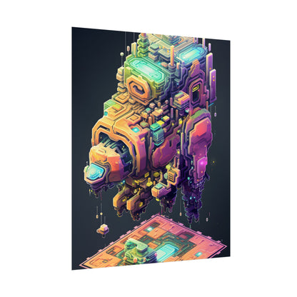 Pixel Punk Pets: Digital Artwork of Cyber-Pets in Pixelated World - Poster