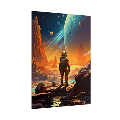 Futuristic Wilderness Explorer: Solo Journey in the Unknown - Poster