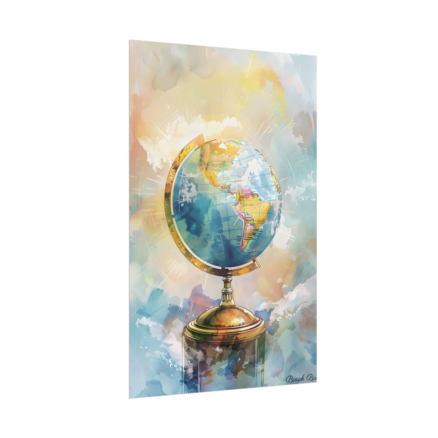 Vintage-Style Globe: World Map with Iconic Features - Poster
