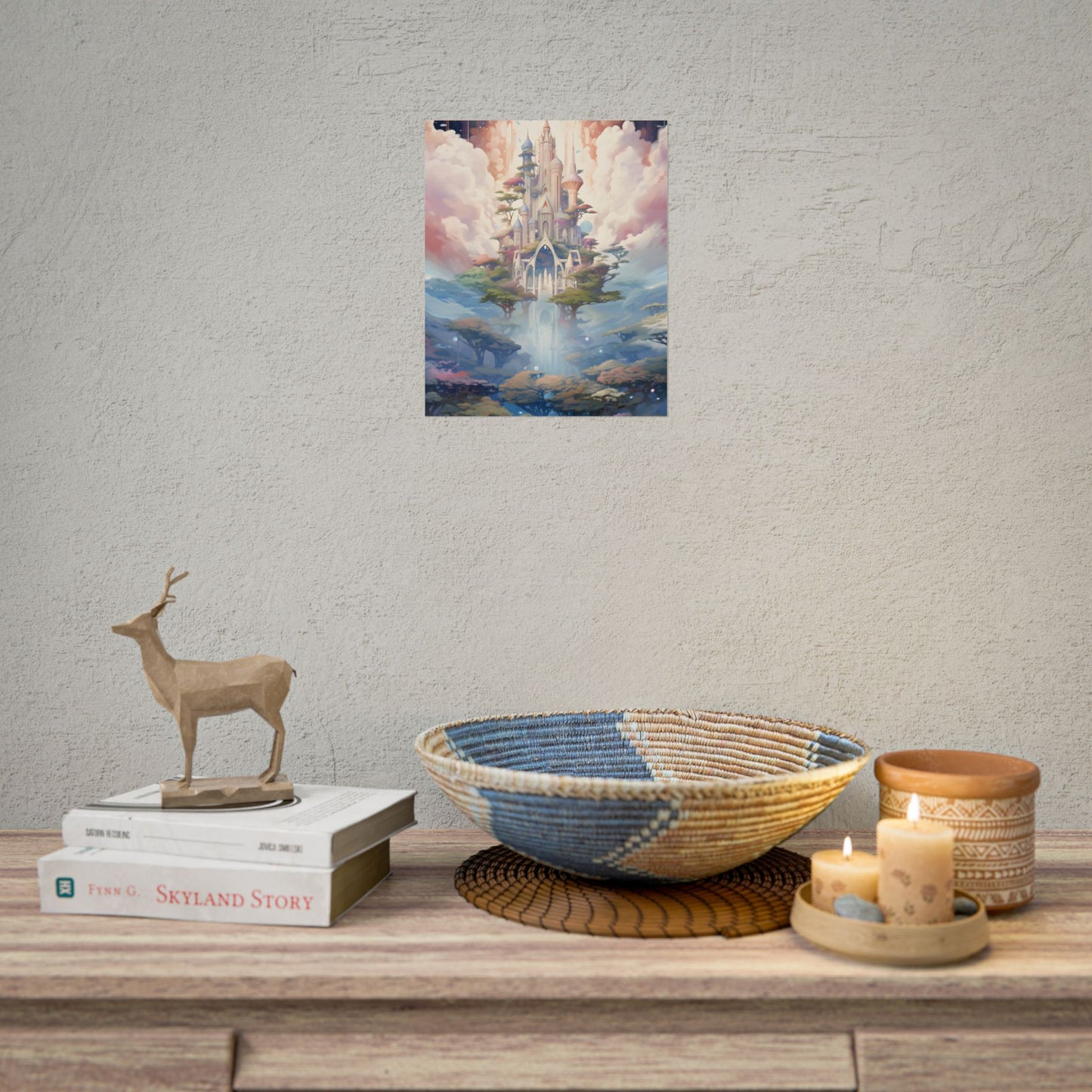 Surreal Floating City in Celestial Fantasy: A Dreamlike Digital Artwork - Poster