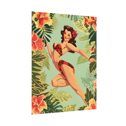 Vintage Retro Pin-Up Girl: Mid-Century Art Illustration - Poster