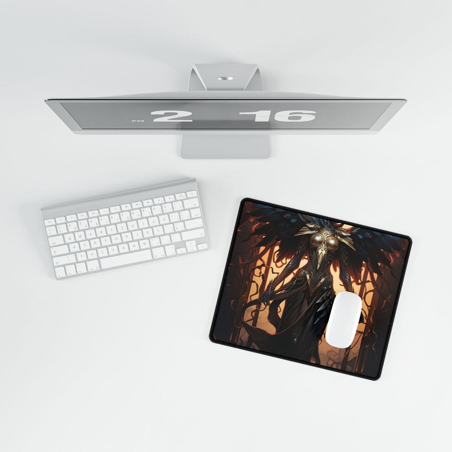 The Dark Guardian: Mysterious Protector of the Rocky Surface - Desk Mat