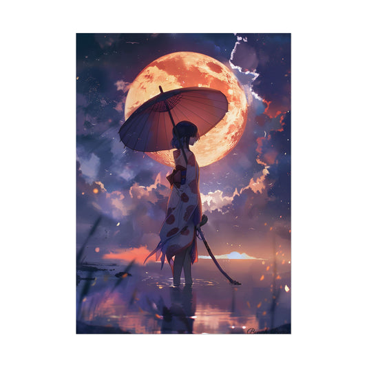 Playful Anime Girl: Outdoor Adventure with Umbrella and Friend - Poster