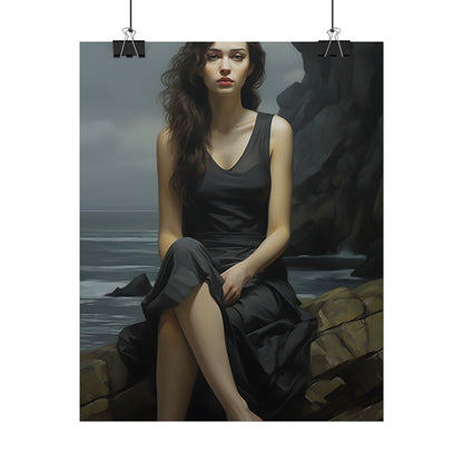 Serene Face with Glasses: Neutral Expression Art - Poster