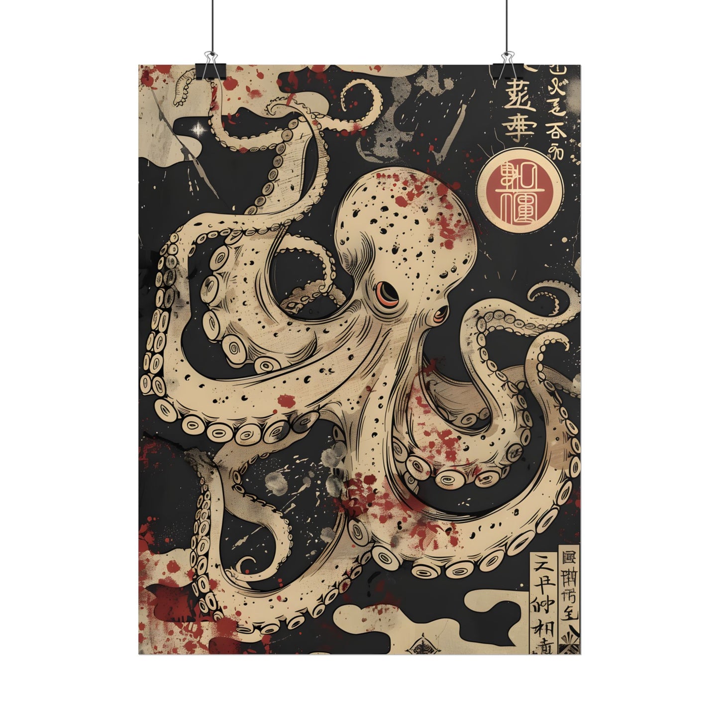 Stylized Japanese Octopus: Minimal Artwork - Poster
