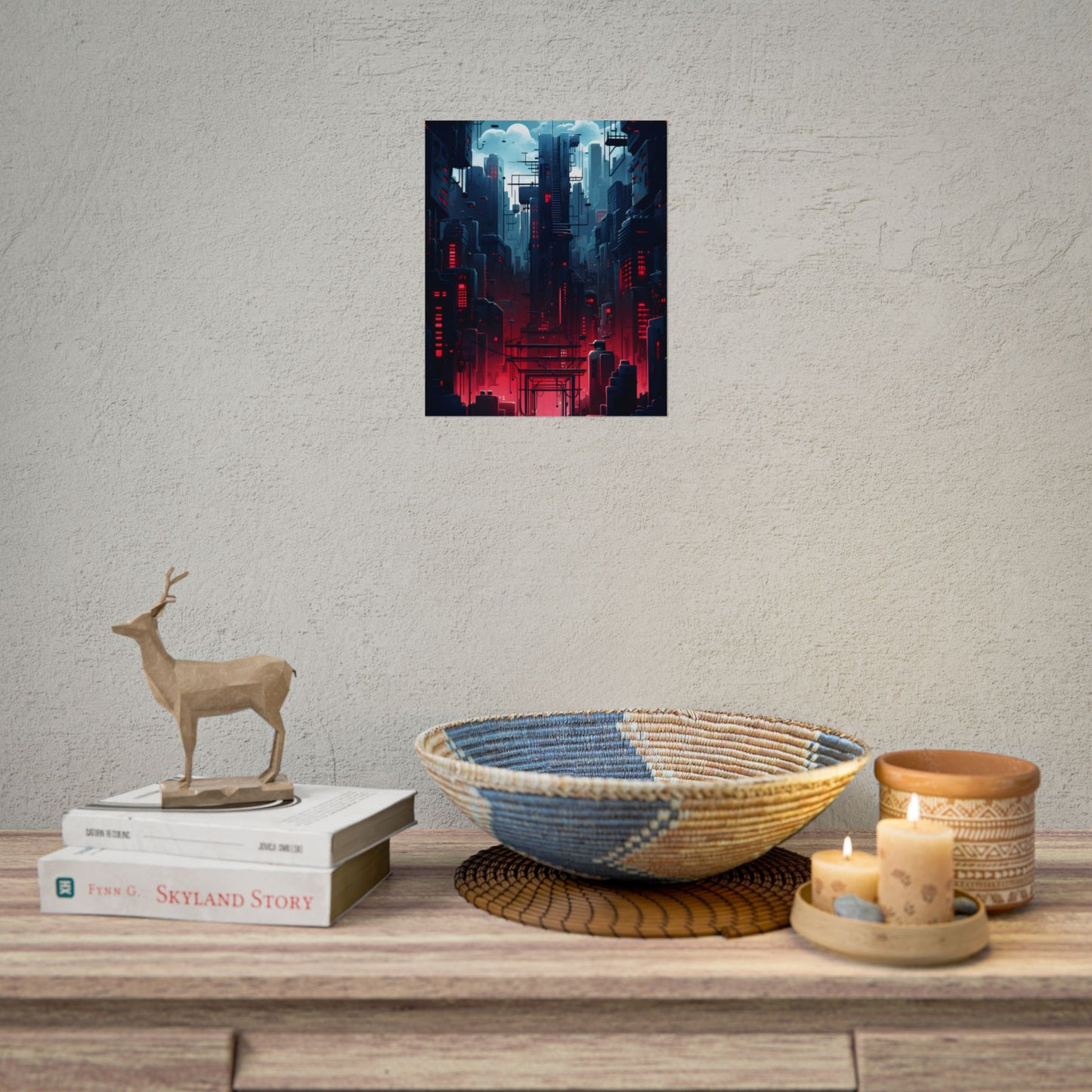 Cyberpunk Melancholy: A Nightly Cityscape Digital Art - Poster