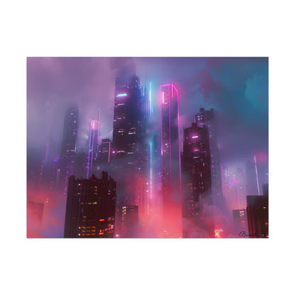 Futuristic Cityscape: Neon Dreams in the Urban Sky - Poster