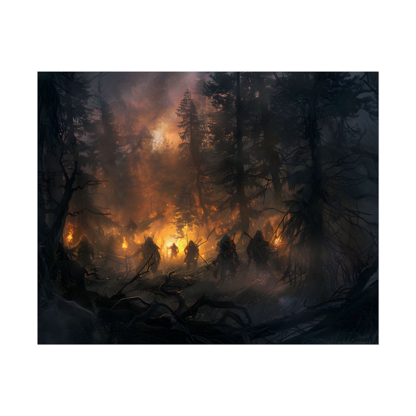 Tranquil Forest Sunset: People Connecting with Nature - Poster