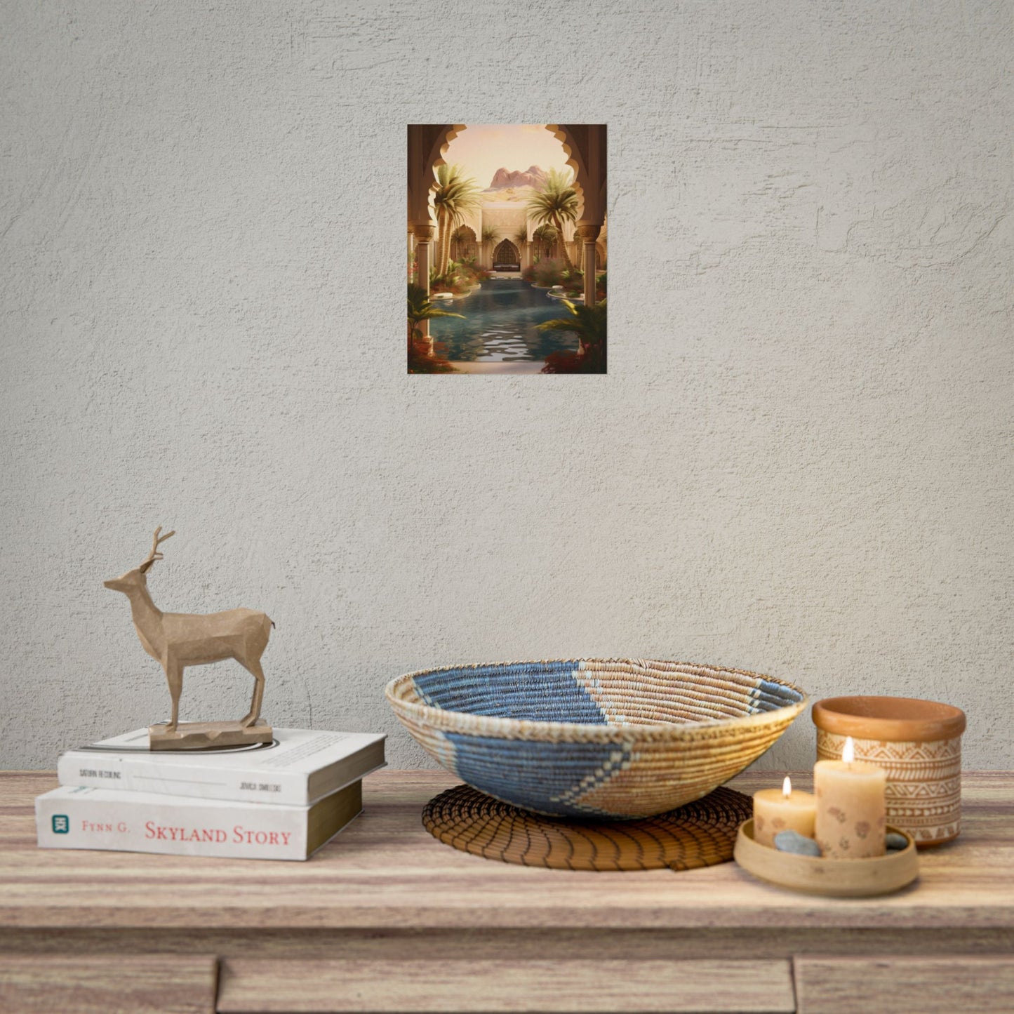 Serene Desert Oasis Art: Arabian Nights-Inspired Print - Poster