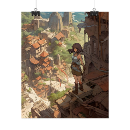 Dramatic Anime Feather: Bird's Eye View Illustration - Poster