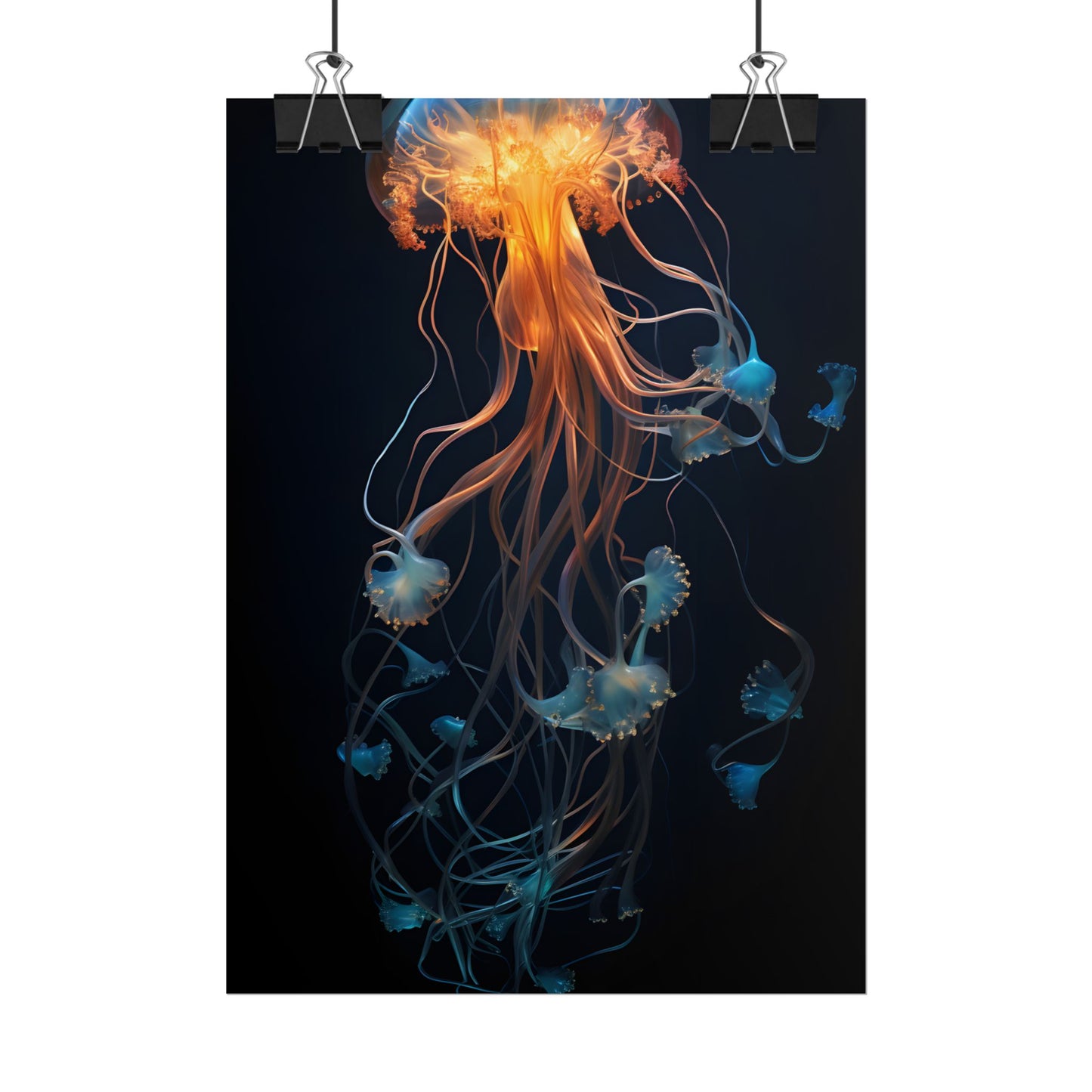 Bioluminescent Oceanic Ballet: Mesmerizing Underwater Scene Artwork - Poster