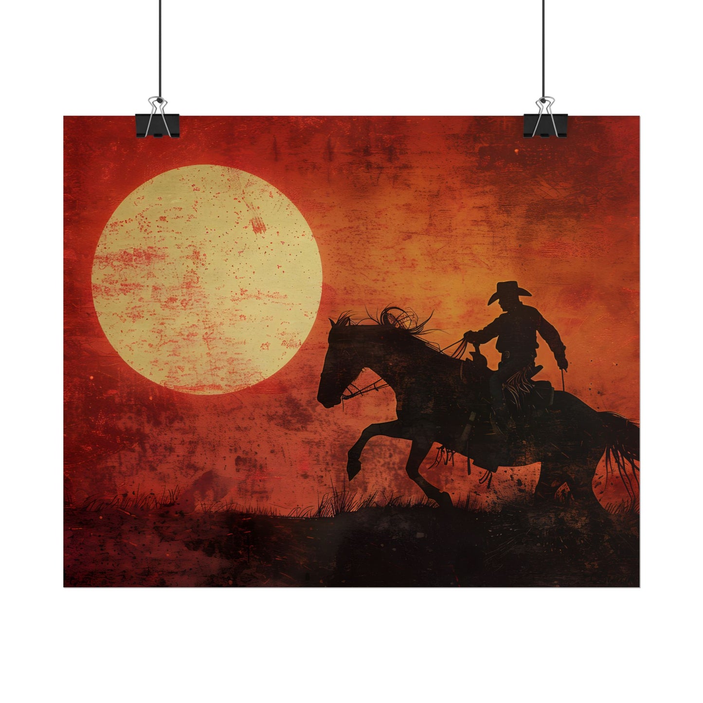 Rodeo Cowboy in Action: Vintage Bronco Ride - Poster