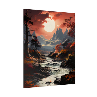 Breathtaking Waterfall Oil Painting: A Realistic Artwork - Poster