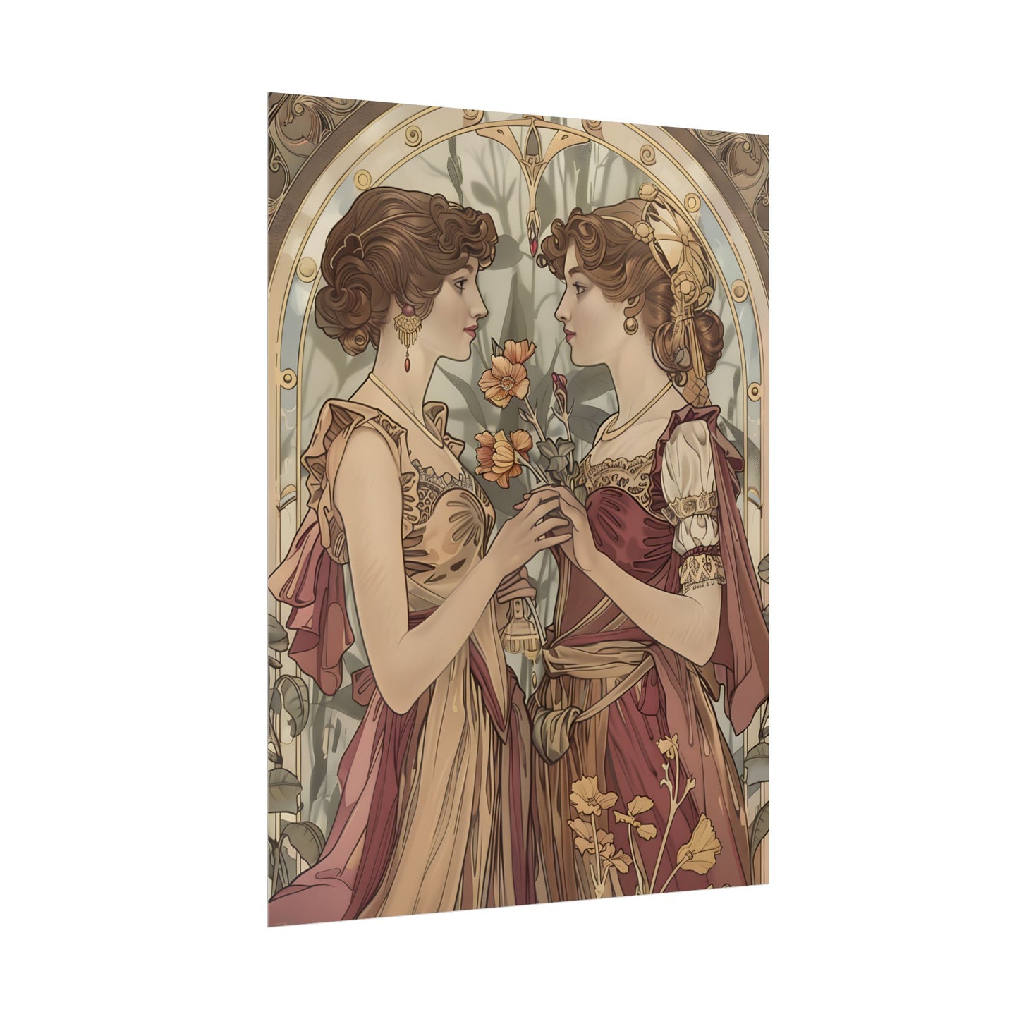 Middle Eastern Floral Beauty: Traditional Attire Digital Art - Poster