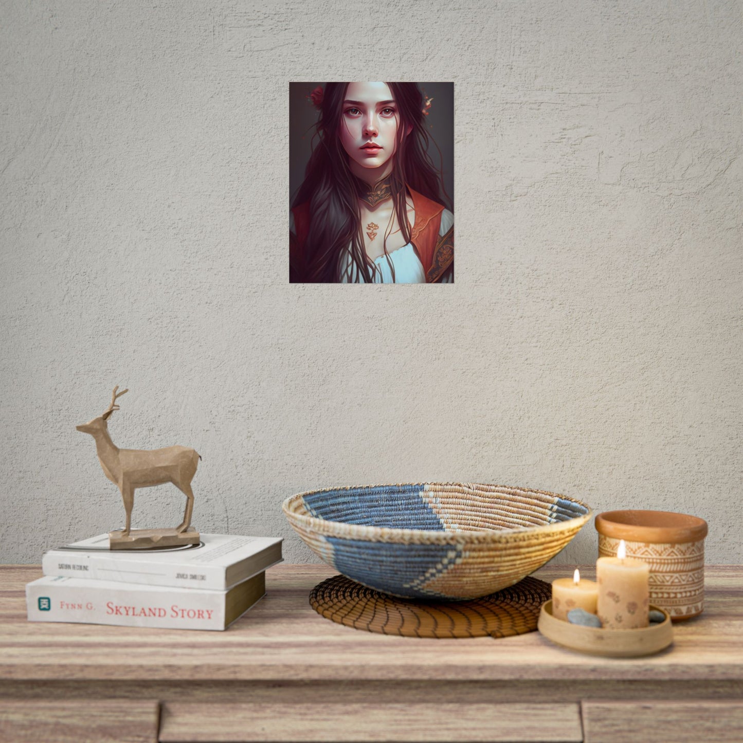 Sophisticated Female Portrait: Brown Hair Artwork in Focus - Poster