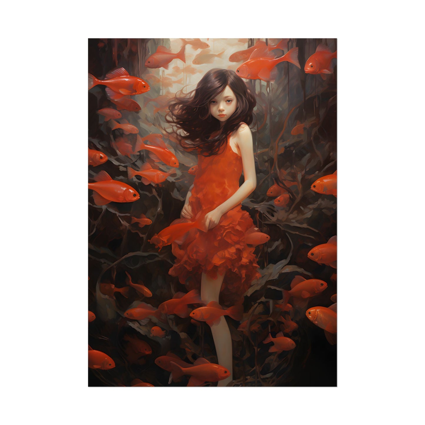 Simple Orange Still Life: Casual Wooden Table Art - Poster