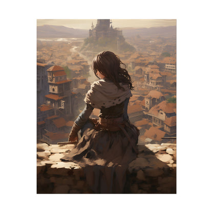 Dramatic Character Illustration: Bird's Eye View in Motion - Poster