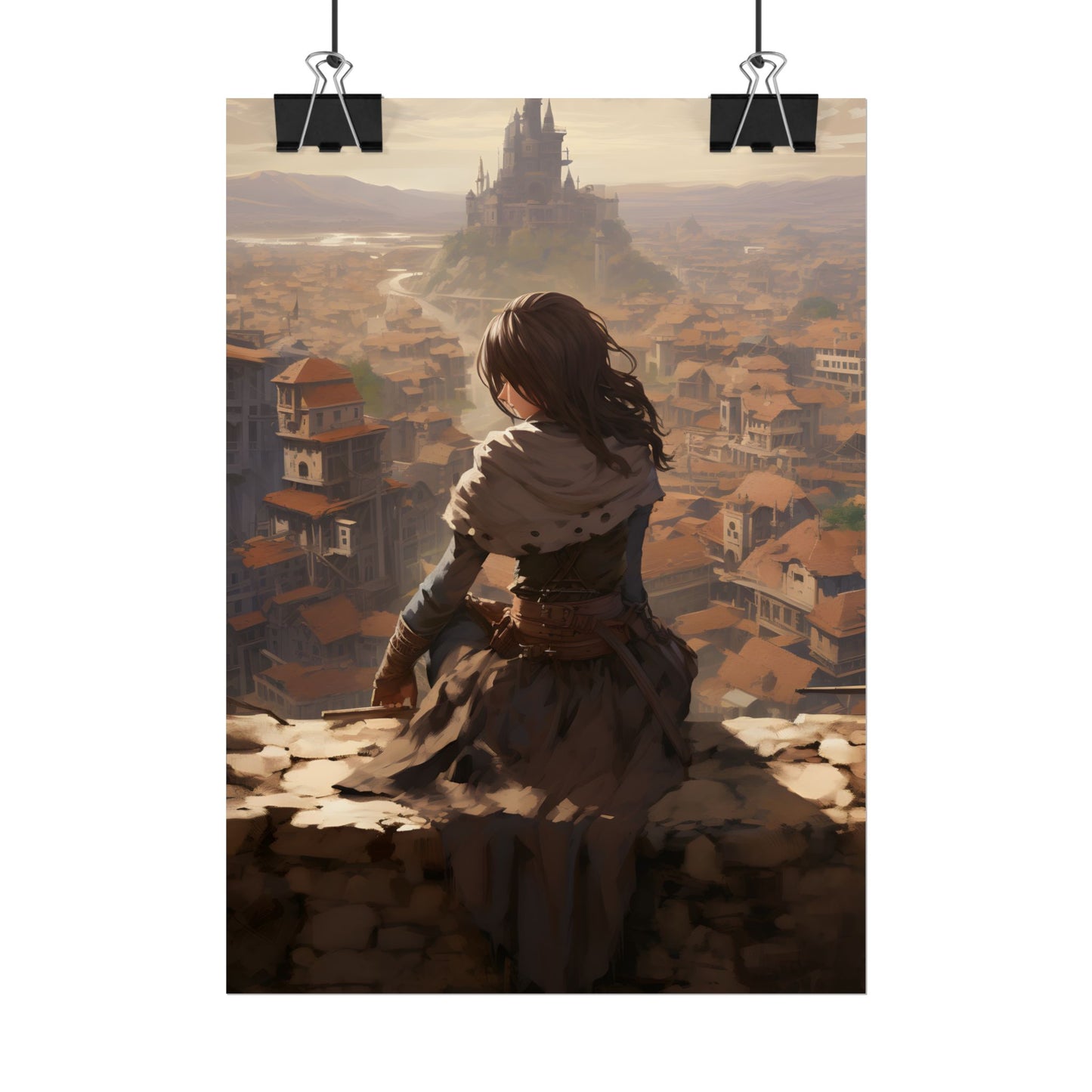 Dramatic Character Illustration: Bird's Eye View in Motion - Poster