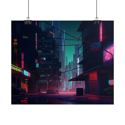 Nightfall in Neo-City: A Melancholic Cyberpunk Scene - Poster