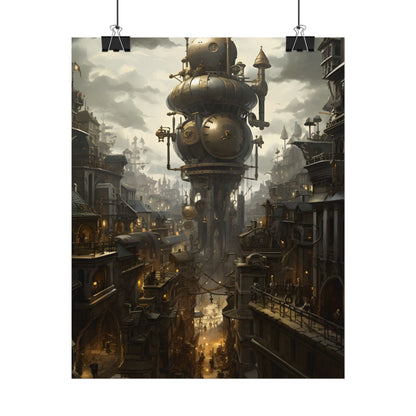 Vibrant Steampunk City: A World of Wonder - Poster