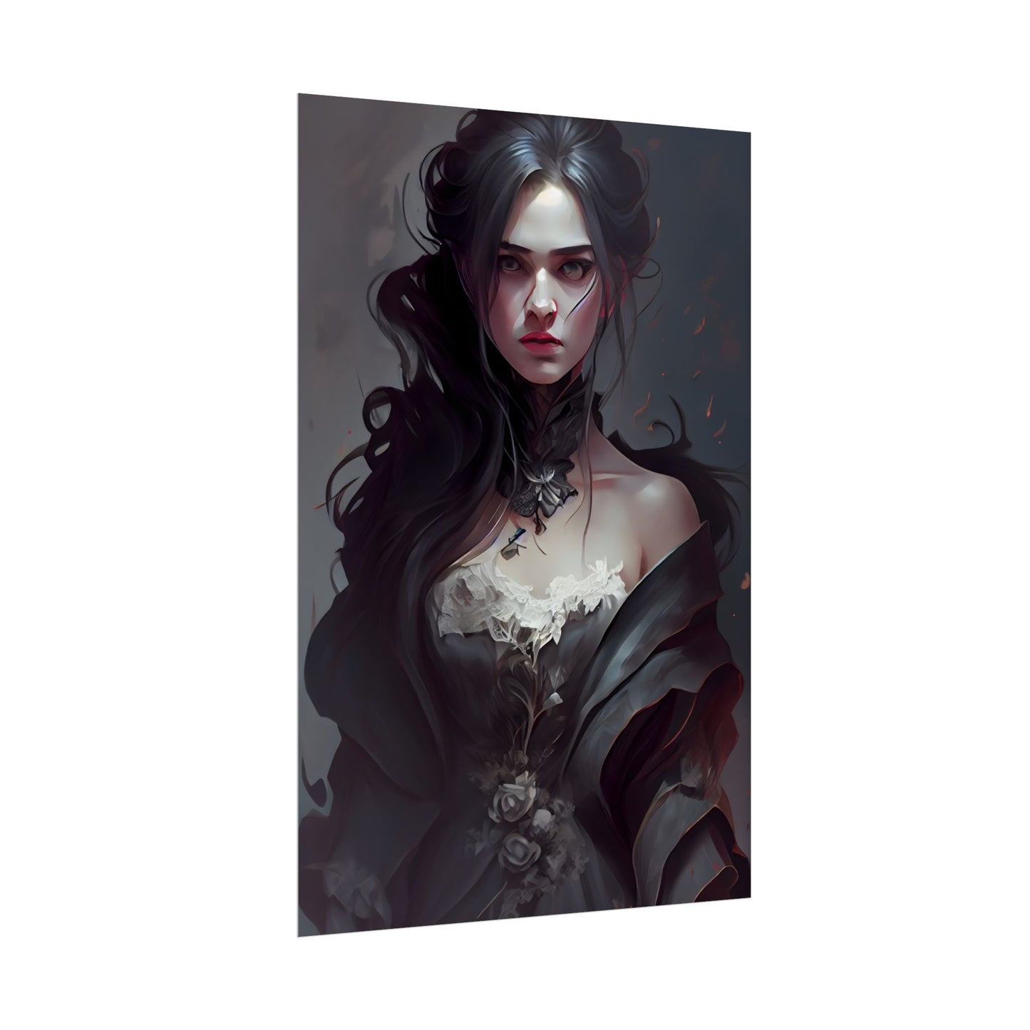 Black Haired Female Portrait: Elegant Outdoor Beauty - Poster
