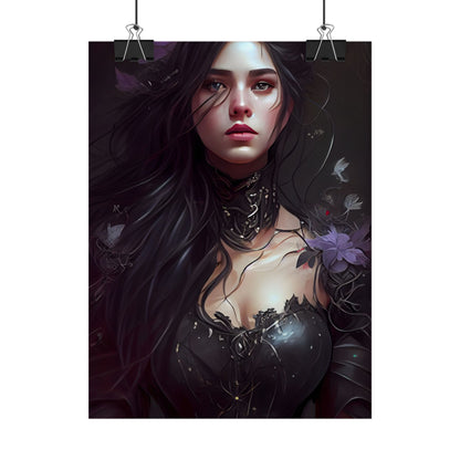 Striking Woman Portrait: Black Hair Artwork - Poster