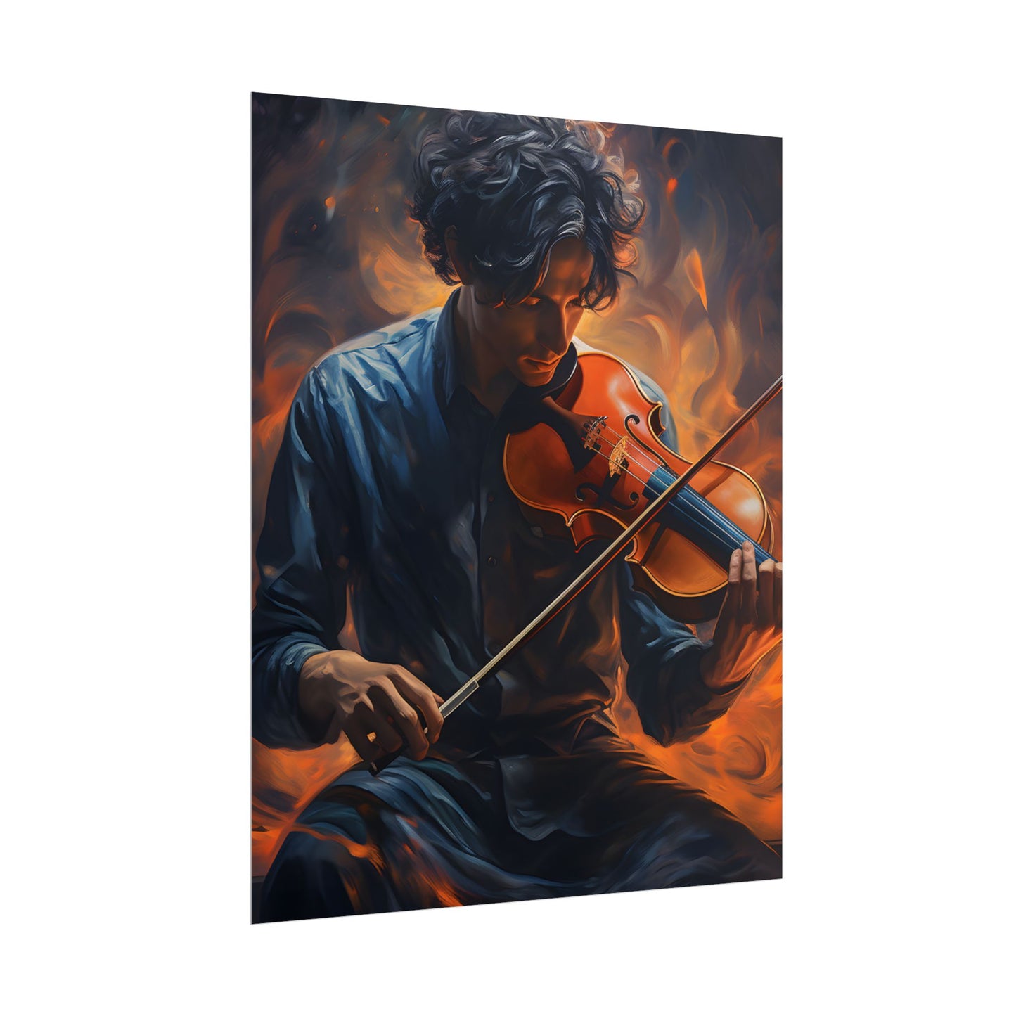 Mysterious Musician Portrait: Enigmatic Eyes Artwork - Poster