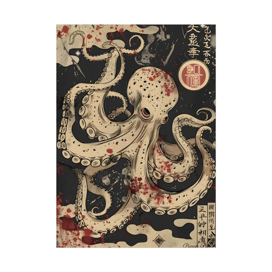 Stylized Japanese Octopus: Minimal Artwork - Poster