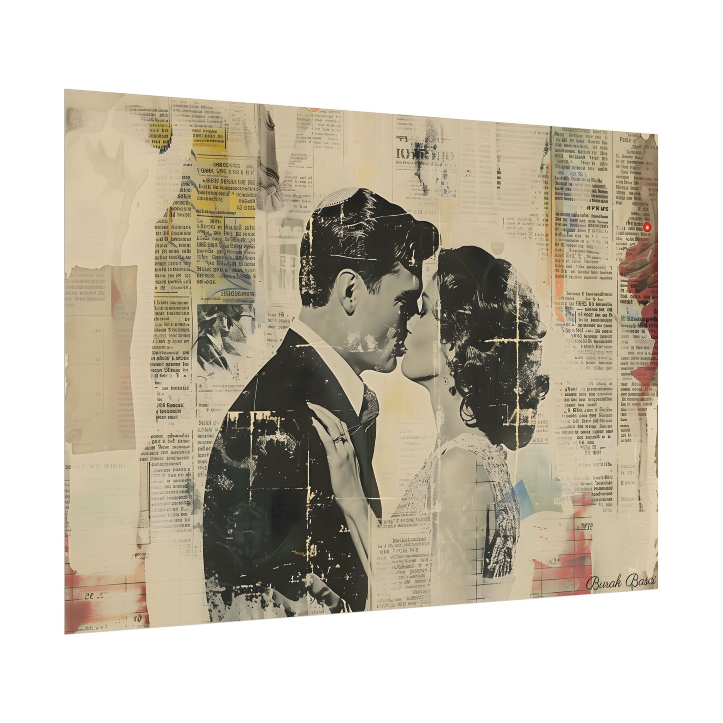 Vintage Romance: Celebratory Couple Art Poster - Poster
