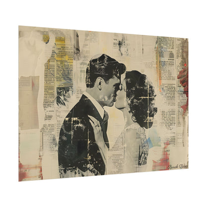 Vintage Romance: Celebratory Couple Art Poster - Poster