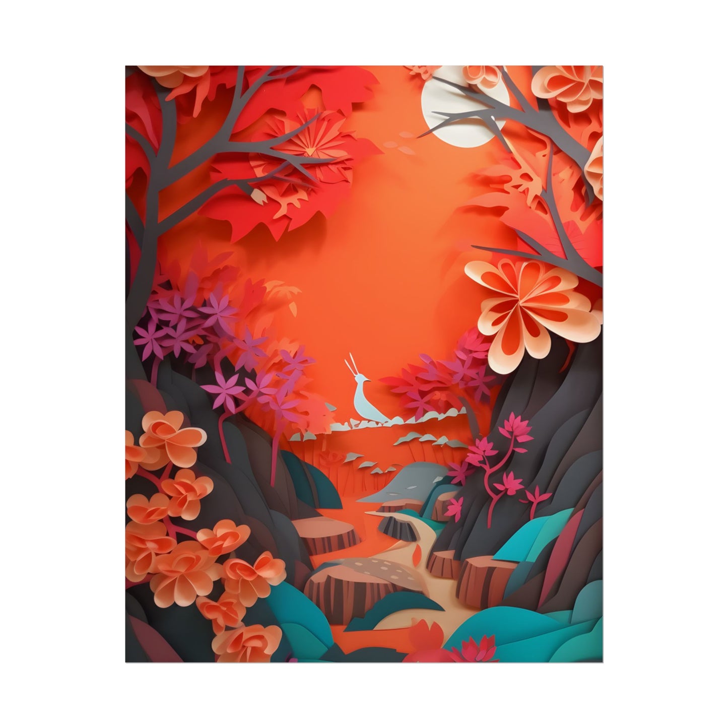 Vibrant European Landscape: Colorful Paper Quilling Art - Poster