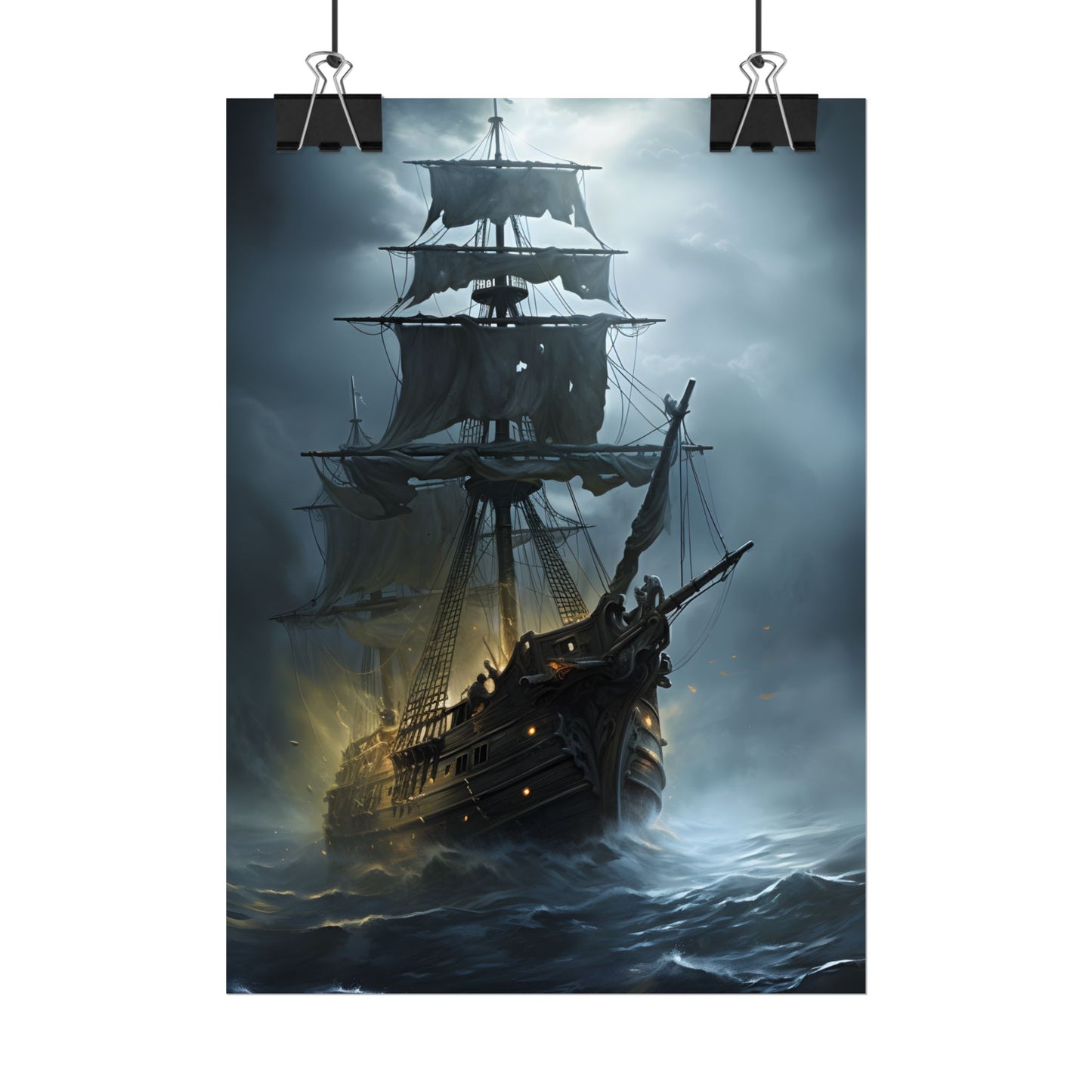 Ghostly Pirate Voyage: Historic Sea Travel Digital Art - Poster