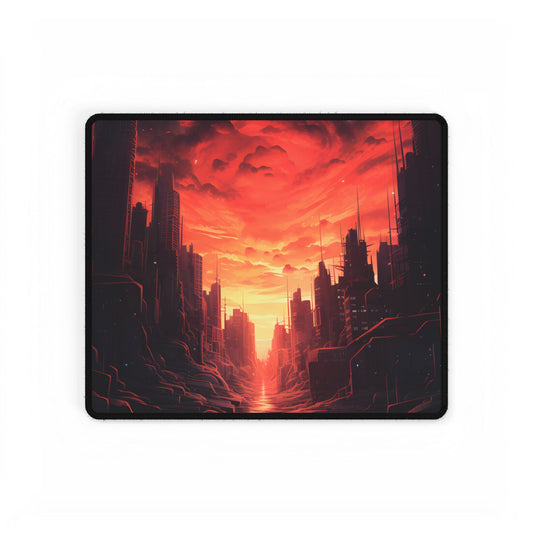 Burning Cityscape: A Night of Endless Embers - Desk Mat