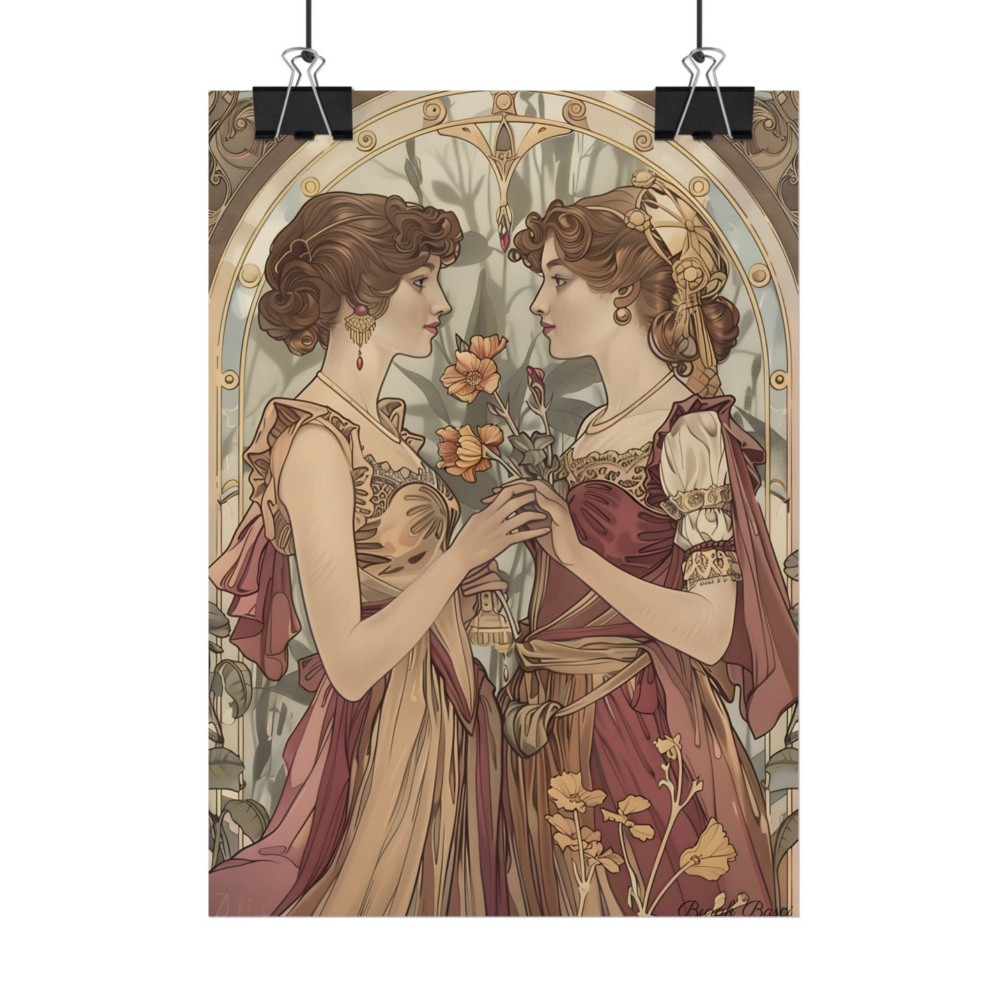 Middle Eastern Floral Beauty: Traditional Attire Digital Art - Poster