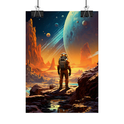 Futuristic Wilderness Explorer: Solo Journey in the Unknown - Poster