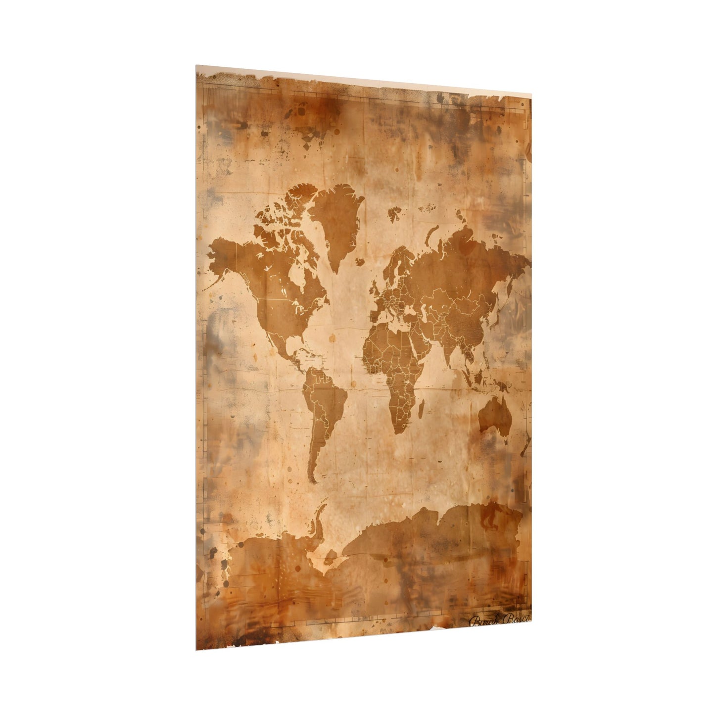 Vintage World Map: Artistic Cartography on Canvas - Poster