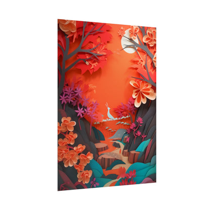 Vibrant European Landscape: Colorful Paper Quilling Art - Poster