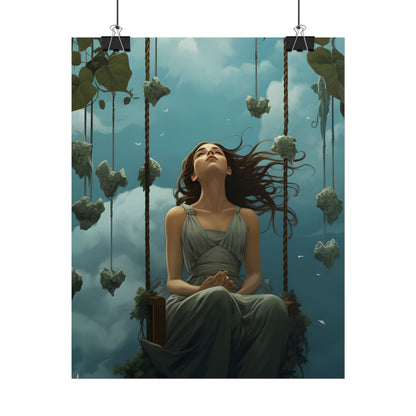 Person at Desk with Laptop: Digital Artwork - Poster