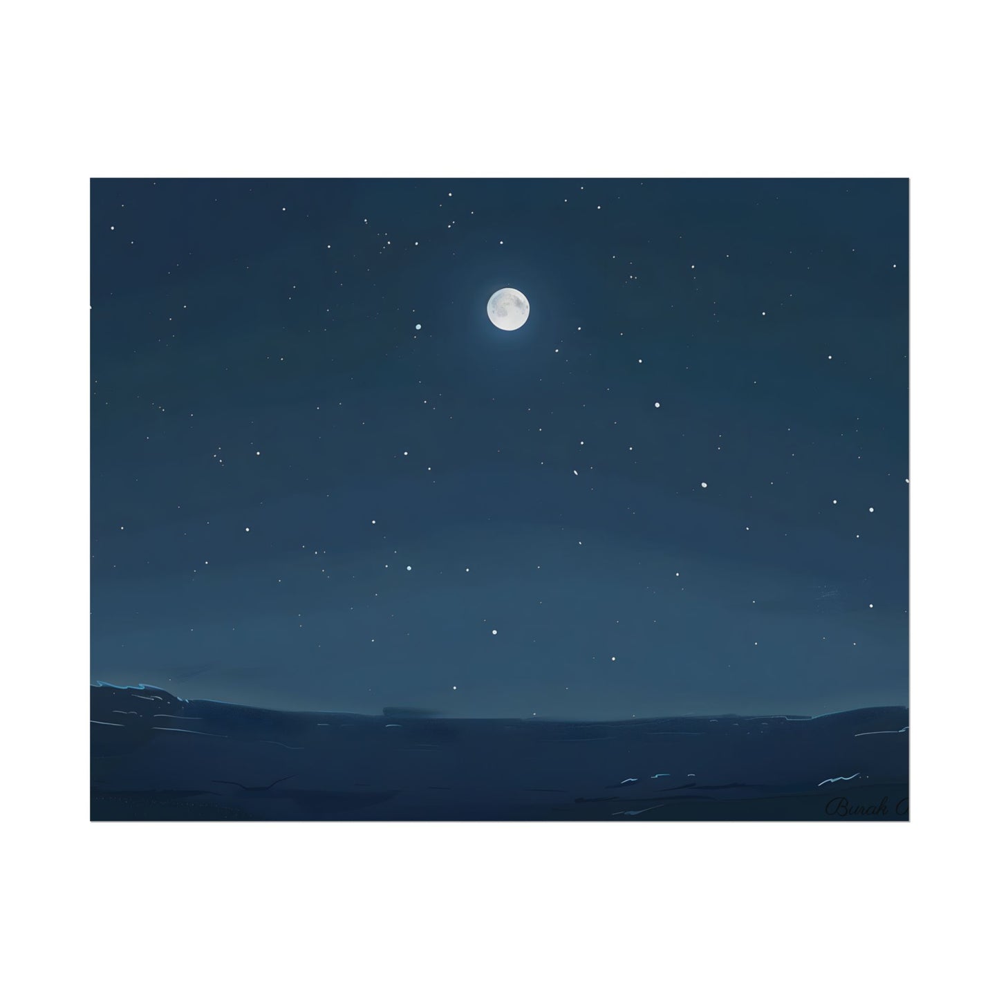 Starry Night Sky: Minimalist Beauty in Blue - Poster