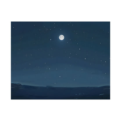 Starry Night Sky: Minimalist Beauty in Blue - Poster