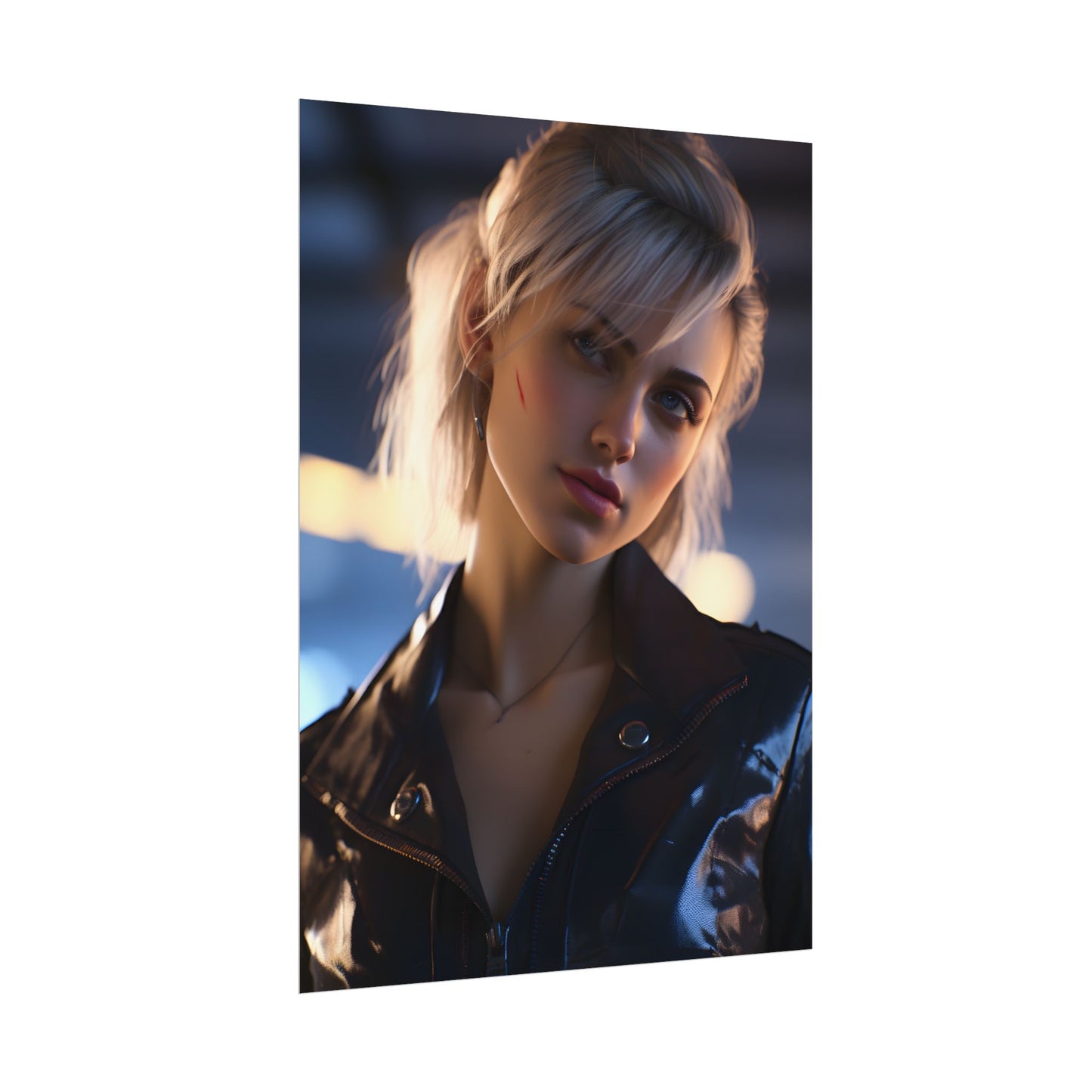 Cyberpunk Teenage Girl: Blonde Digital Art - Poster