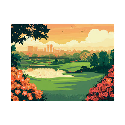 Retro Golf Illustration: Augusta National Georgia - Poster