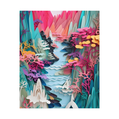 Japanese Paper Quilling Craft: Vibrant Landscape Art - Poster