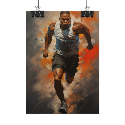 Passionate Athlete in Motion: Dynamic Portrait Artwork - Poster