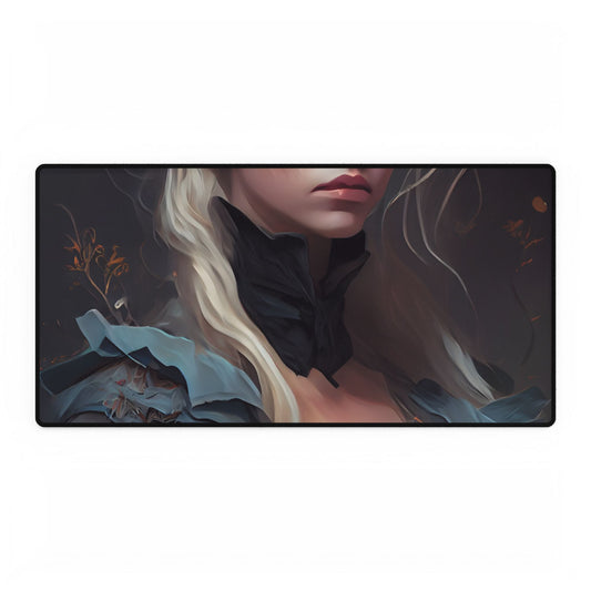 Blonde Profile Portrait: Simple Daylight Dress Art - Desk Mat