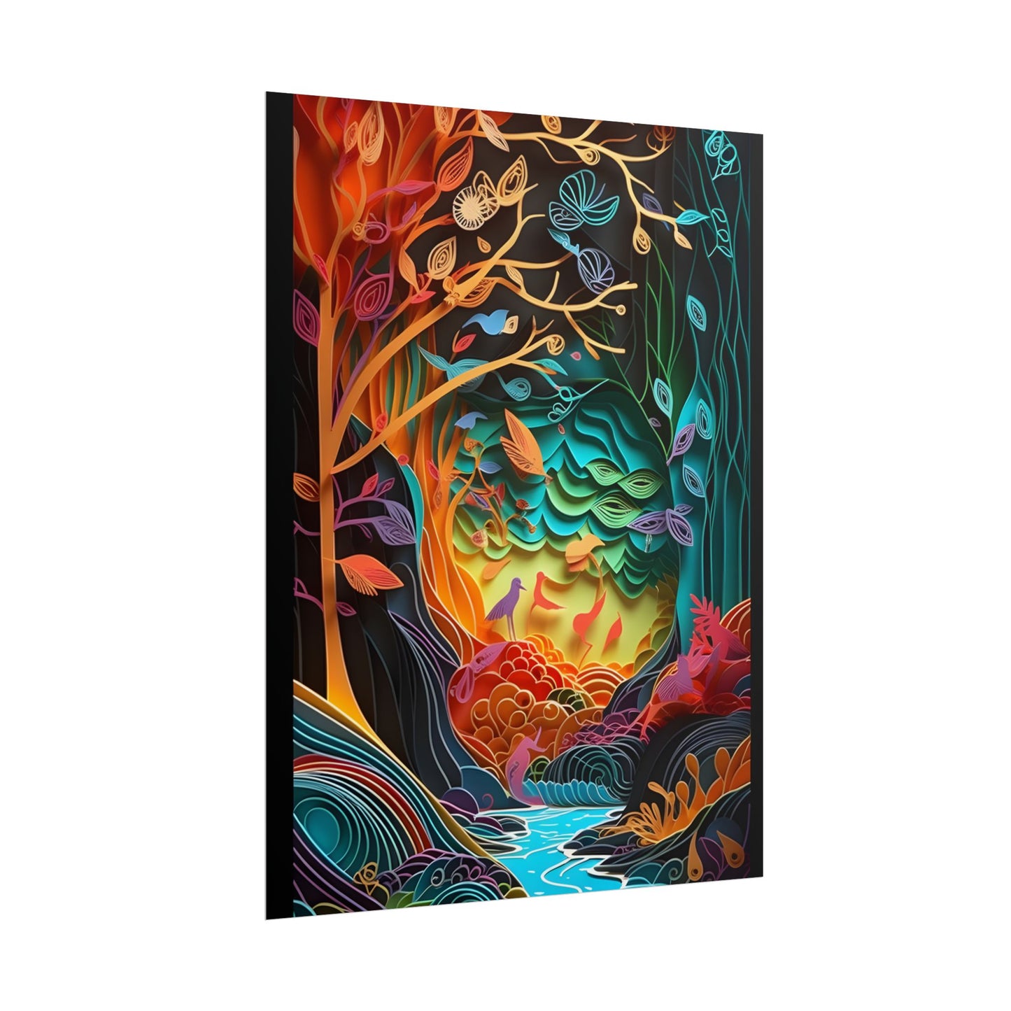 Peaceful Island Oasis: Paper Quilling Landscape Art - Poster