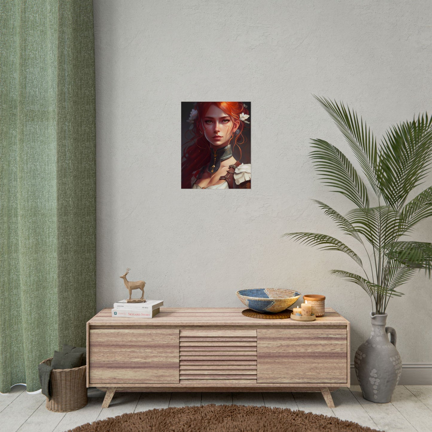 Redheaded Beauty: Formal Portrait in Dark Dress - Poster