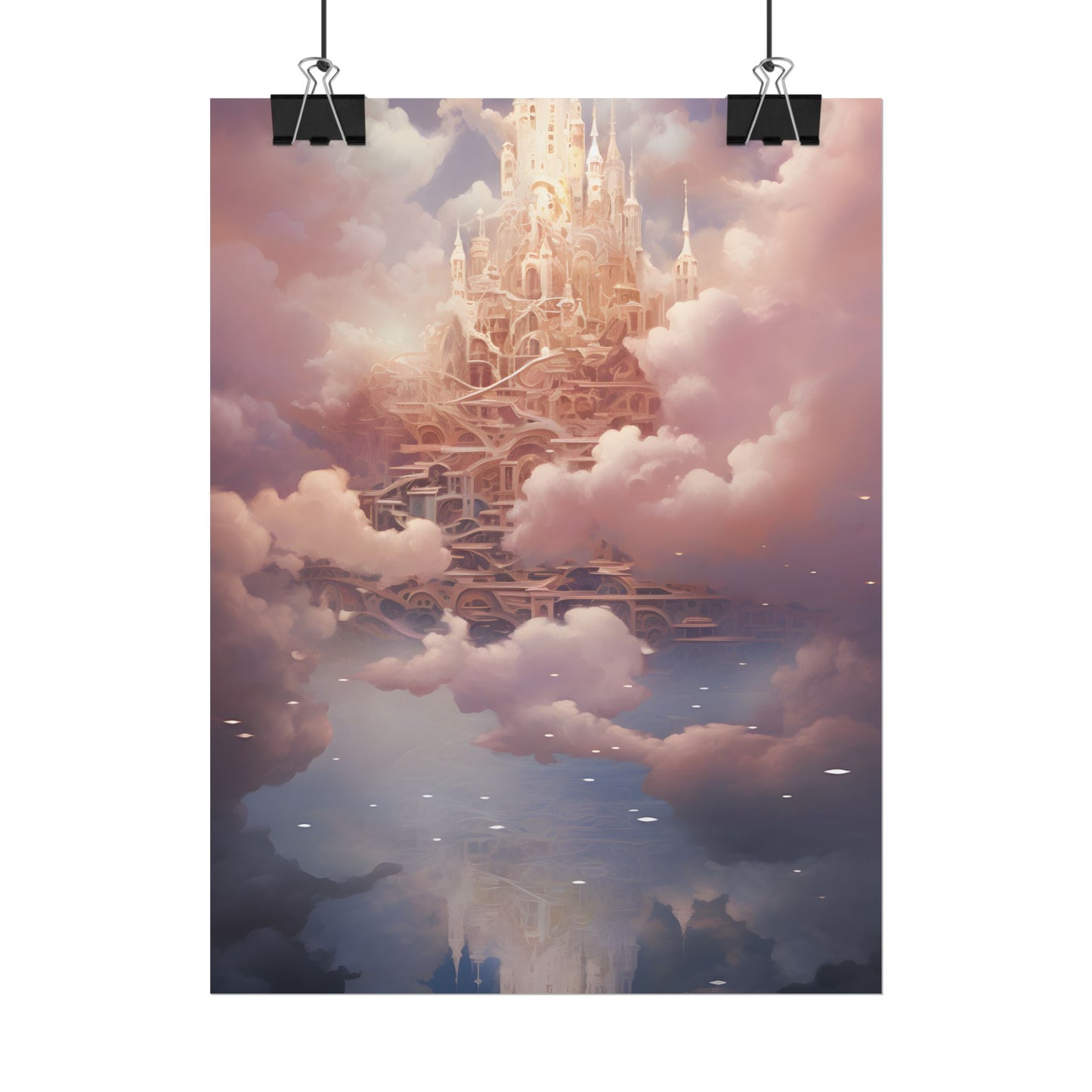 Celestial Fantasy Floating City: Digital Artwork - Poster